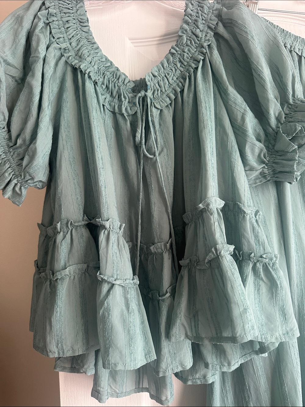 Promesa Sage Green Ruffle Tiered top & skirt worn once - Picture 3 of 5